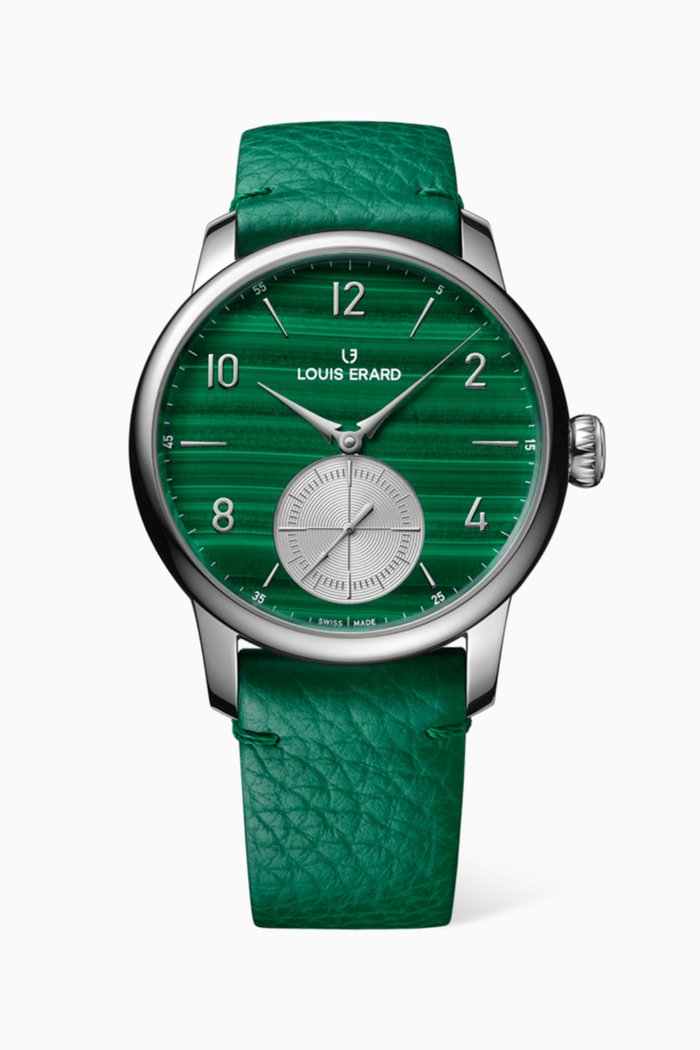 Excellence Petite Seconde Malachite Automatic Leather Watch, 39mm, Green