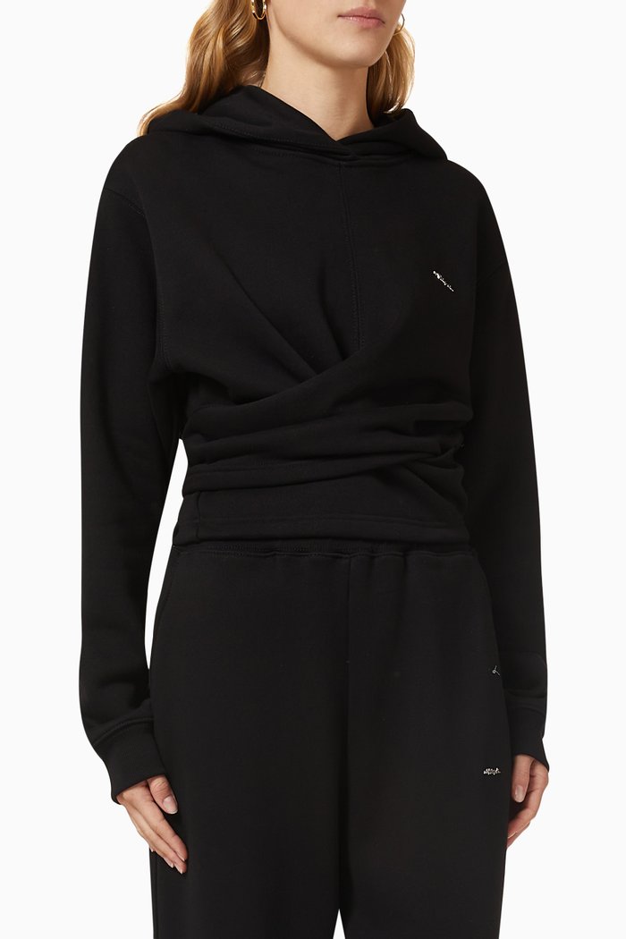 

Wrap Hoodie in Compact French-terry, Black
