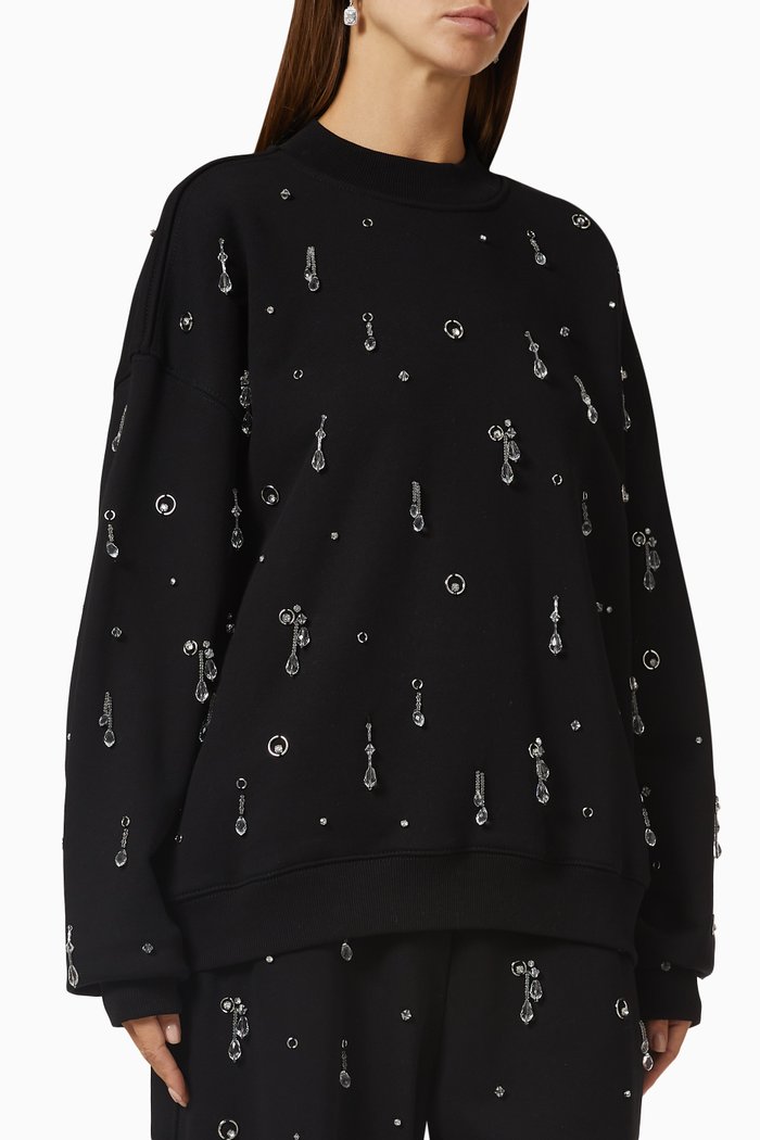

Drip Embroidered Sweatshirt in Compact French-terry, Black