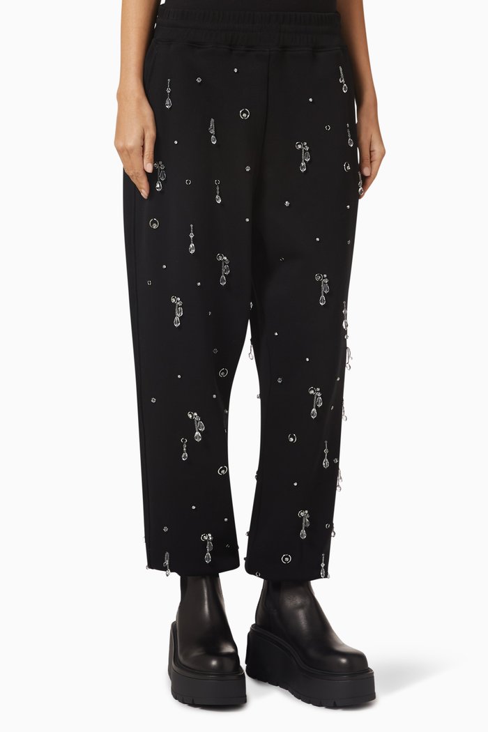 

Drip Embroidered Sweatpants in Compact French-terry, Black