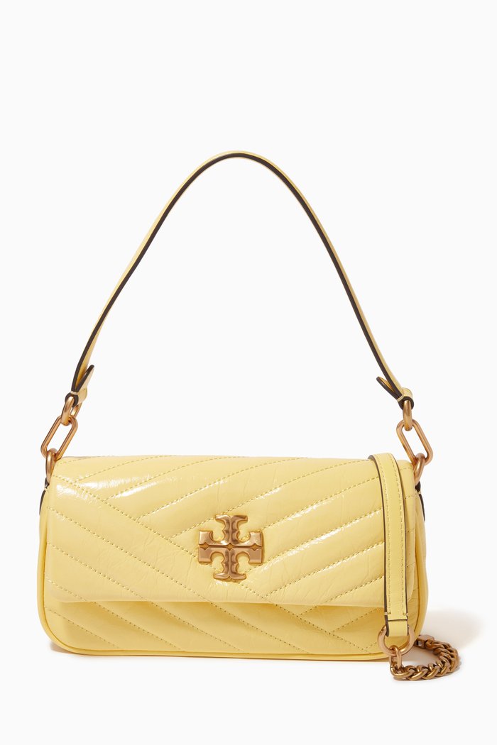 

Small Kira Chevron Flap Shoulder Bag in Patent-leather, Yellow