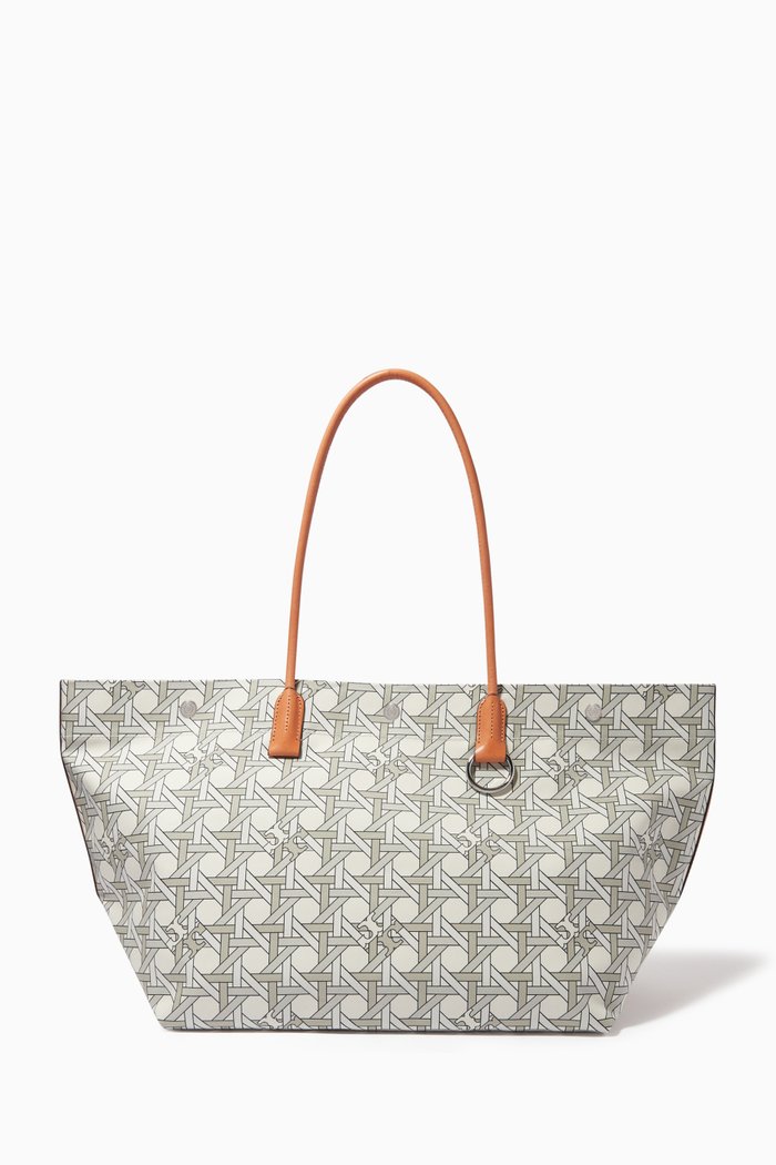 

Basketweave Tote Bag in Canvas, White
