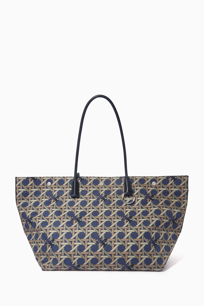 

Basketweave Tote Bag in Canvas, Blue