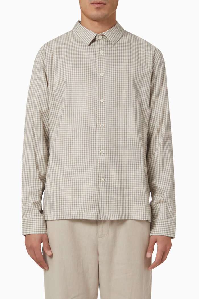 

Crestline Plaid Shirt in Cotton-rayon Blend, White