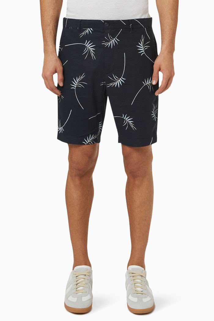 

Willow Leaf-print Griffith Shorts in Linen-blend, Blue