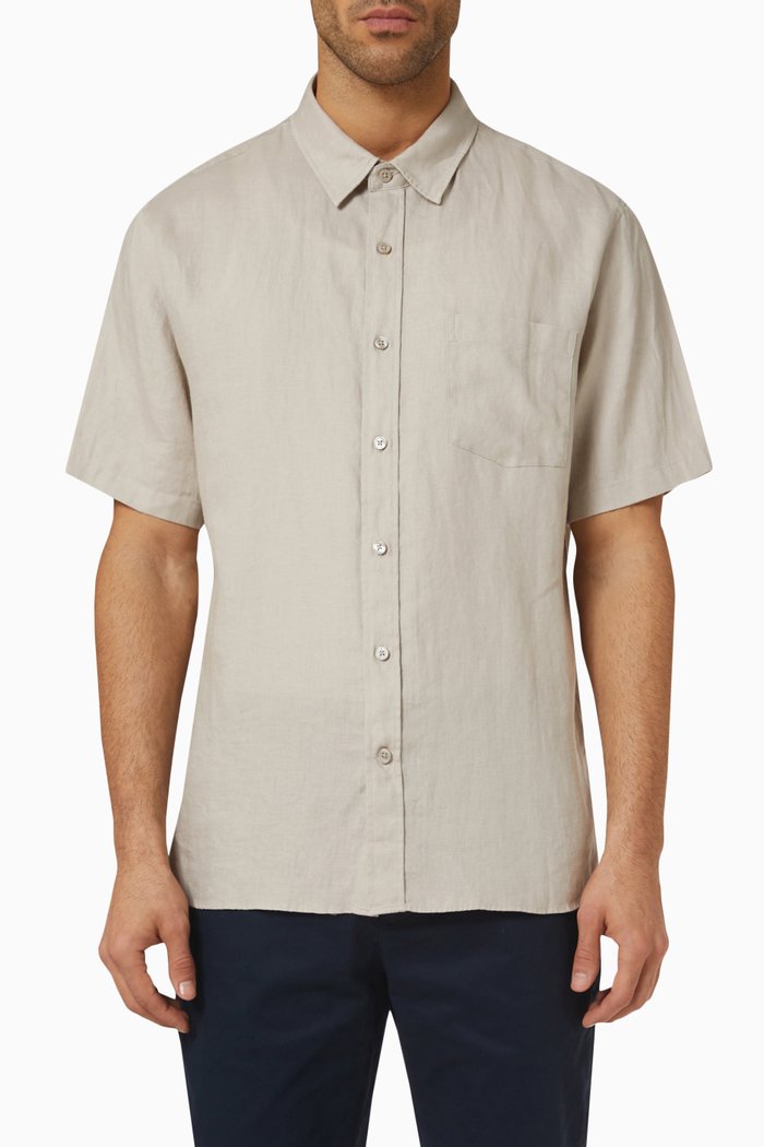 

Short-sleeved Shirt in Linen, Neutral