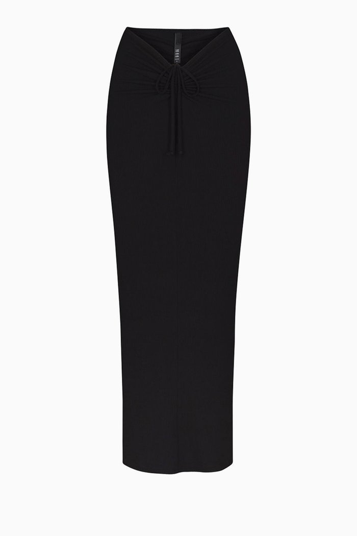 

Soft Lounge Ruched Long Skirt, Black