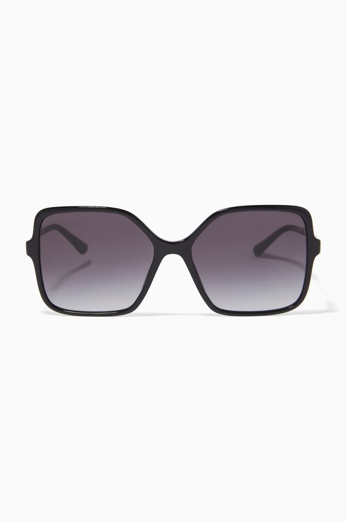 

D-frame Oversized Sunglasses in Acetate & Metal, Black