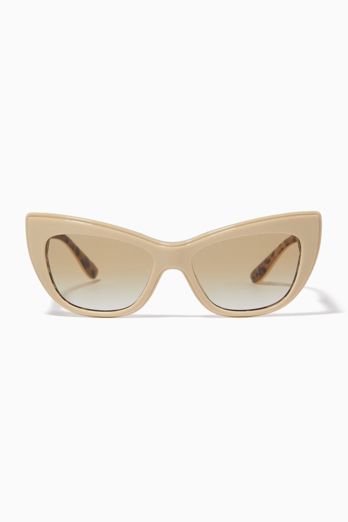 

New Print Cat Eye Sunglasses in Acetate, White