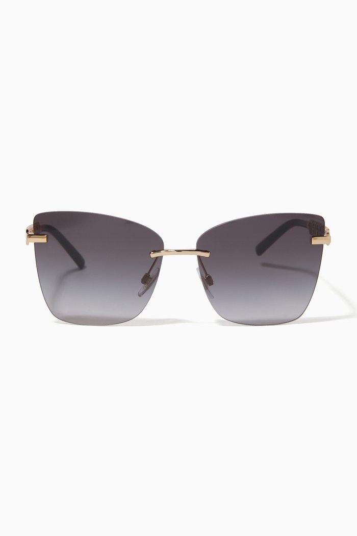 Cat Eye Sunglasses in Metal, Gold