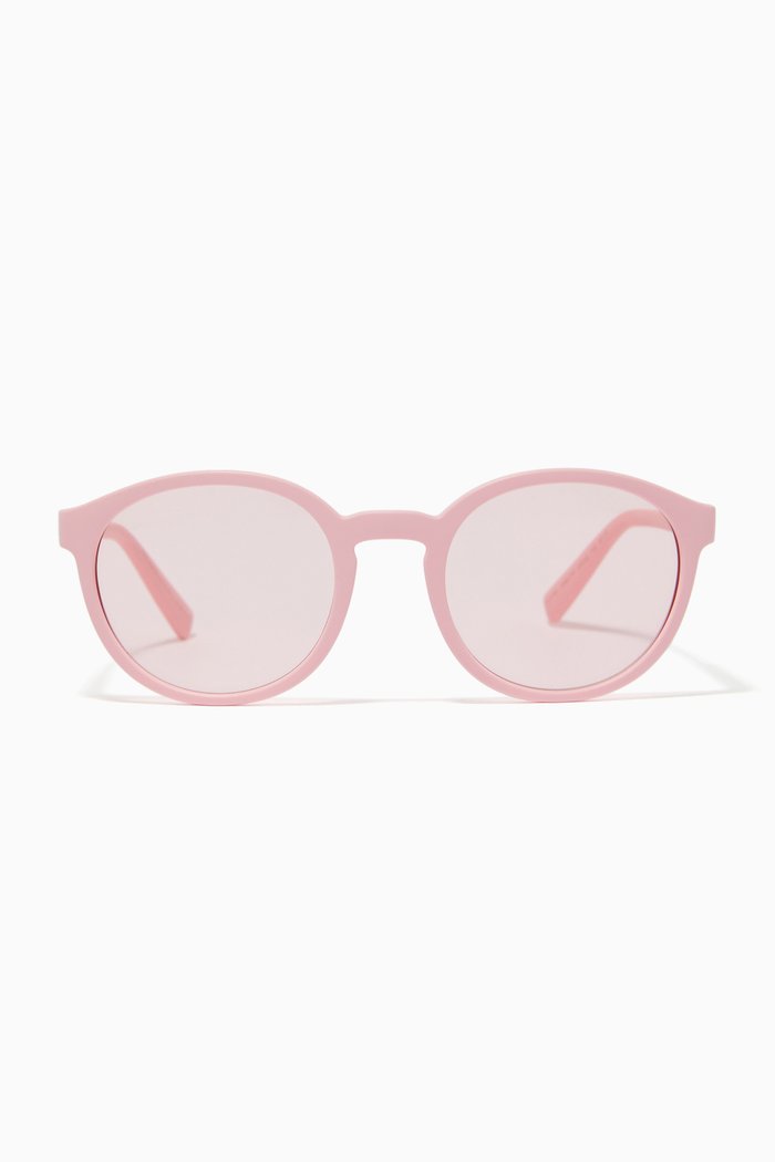 Matte Round Frame Sunglasses in Acetate, Pink
