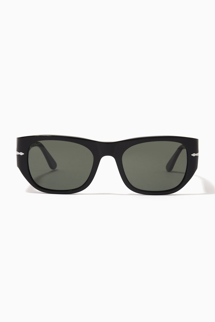 

Rectangular Frame Sunglasses in Acetate, Black