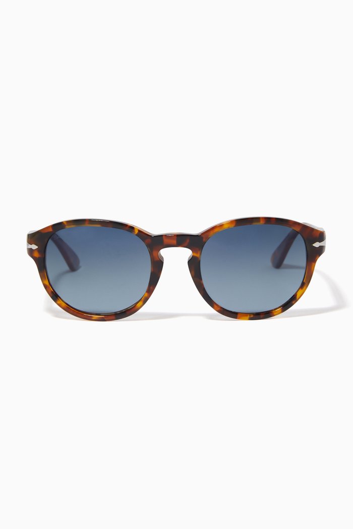 

PO3304S Round Sunglasses in Acetate, Brown