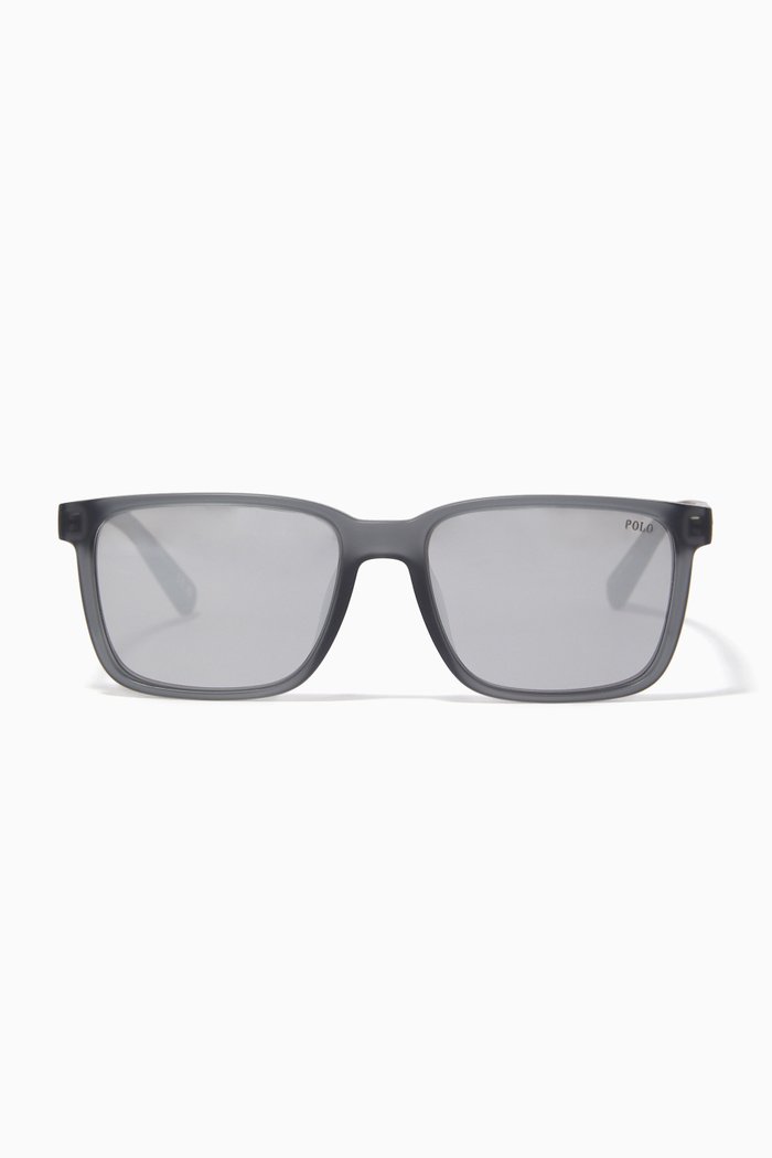 Square Sunglasses in Acetate, Grey