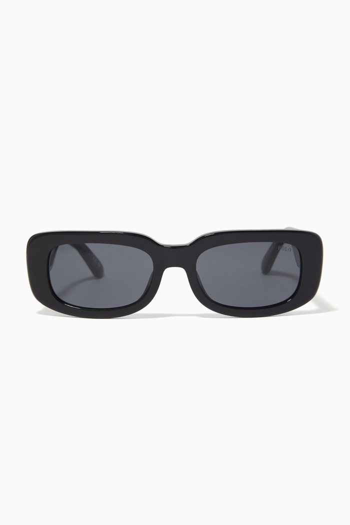 

Rectangular Sunglasses in Acetate, Black