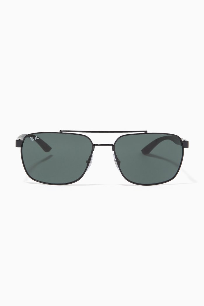 Square Sunglasses in Steel, Black