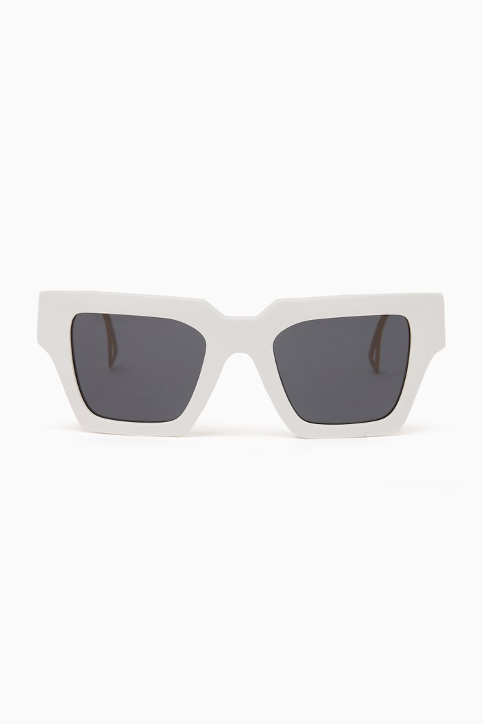 

Medusa Stud Square Sunglasses in Acetate, White