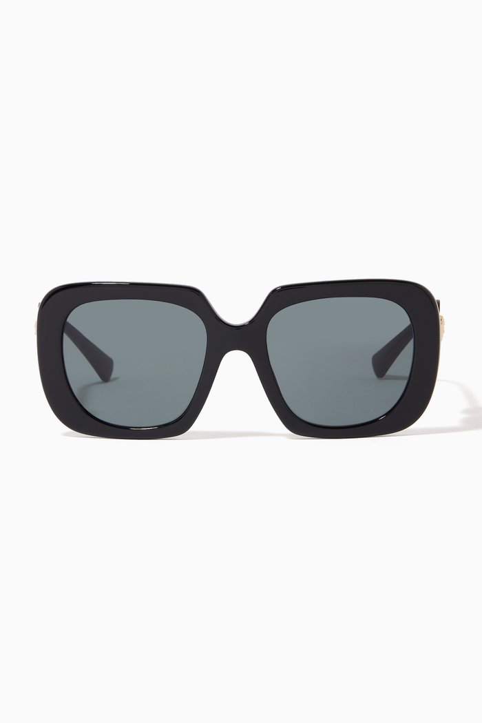 

Double Medusa Squared Sunglasses in Acetate, Black