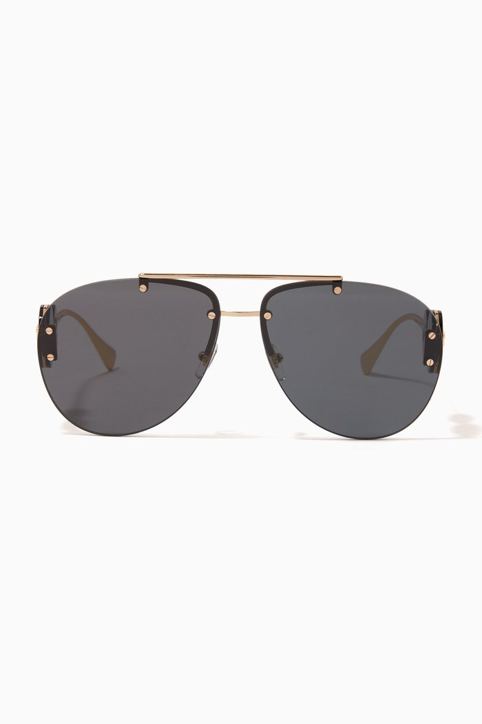 

Double Medusa Pilot Sunglasses in Metal, Gold
