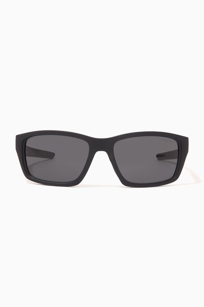 

Rectangular Sunglasses in Nylon Fibre, Black