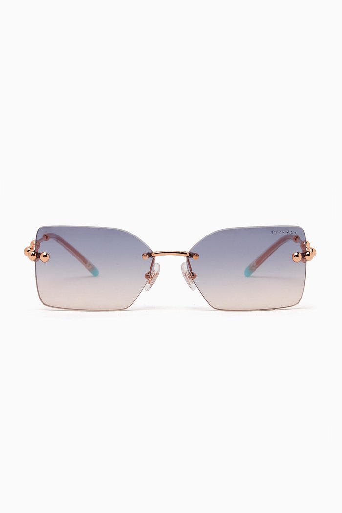 

Gradient Rectangle Sunglasses in Metal, Gold