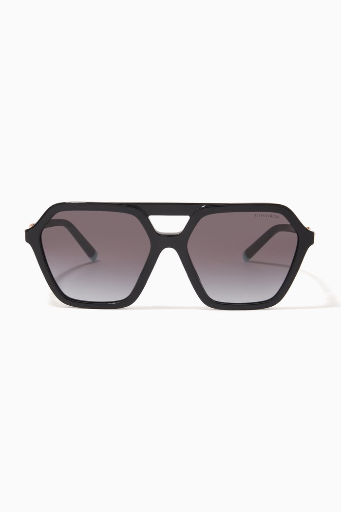 Hex Sunglasses in Acetate & Metal, Black