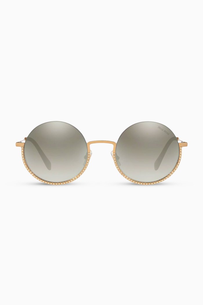 Round Sunglasses in Metal, Gold