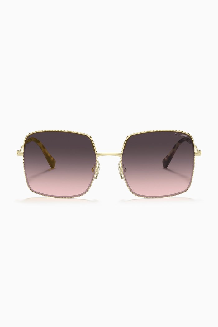 Square Sunglasses in Metal, Gold