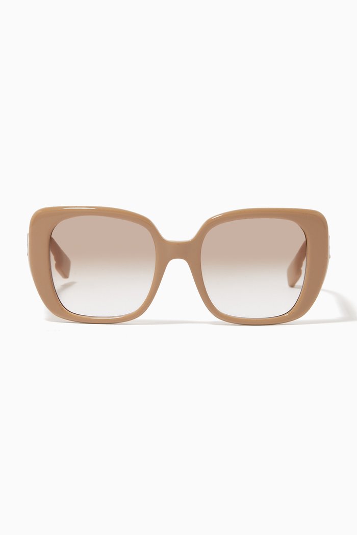 Monogram Motif Oversized Square Frame Sunglasses, Neutral