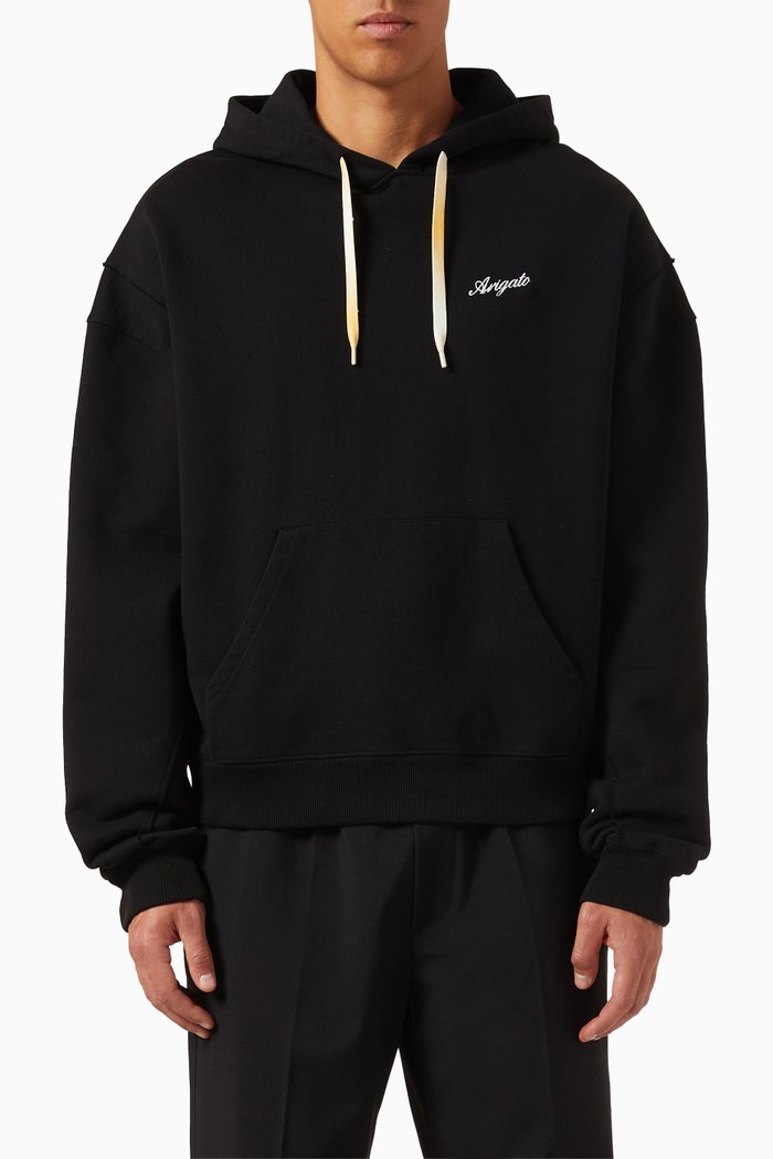 

Chopped Ombre Hoodie in Organic Cotton, Black