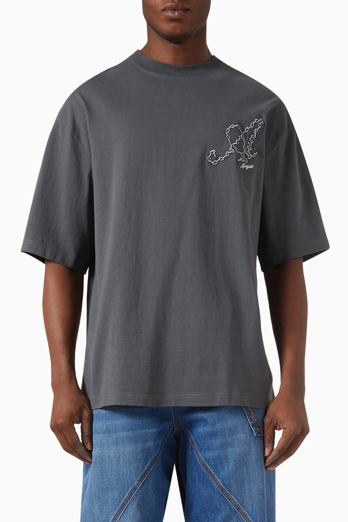 

Chain Signature T-shirt in Organic Cotton, Grey