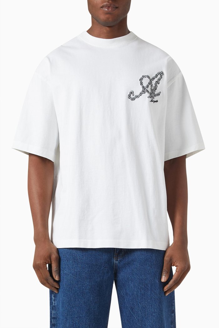 

Chain Signature T-Shirt in Organic Cotton, White