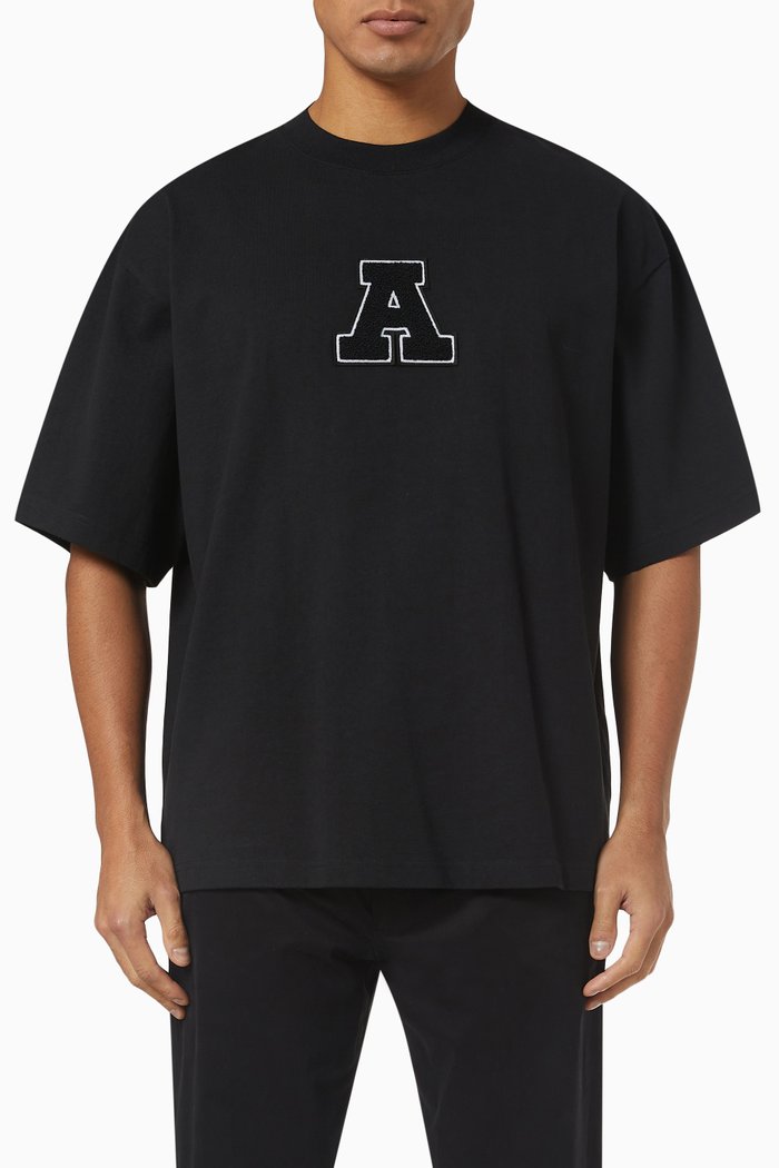 

College A T-Shirt in Organic Cotton Jersey, Black
