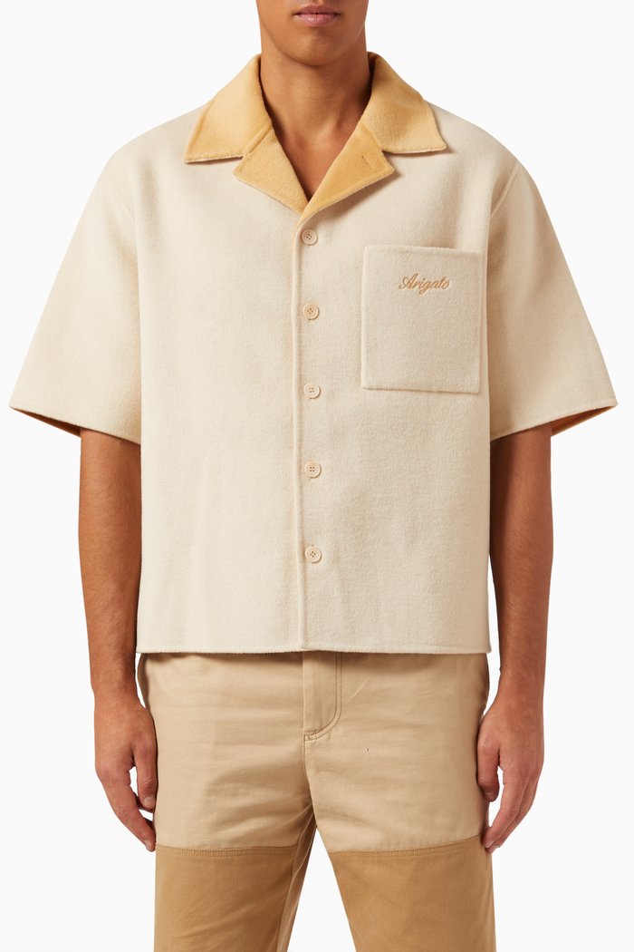 

Holiday Logo Shirt in Wool, Neutral