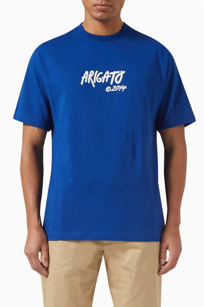 

Graphic Logo Print T-shirt in Organic Cotton, Blue
