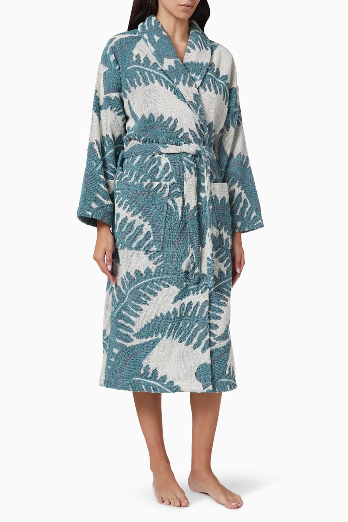 

Fern Print Robe in Linen, Green