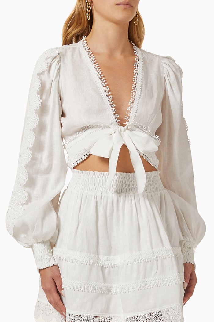 

Chloe Crop Top in Linen, White