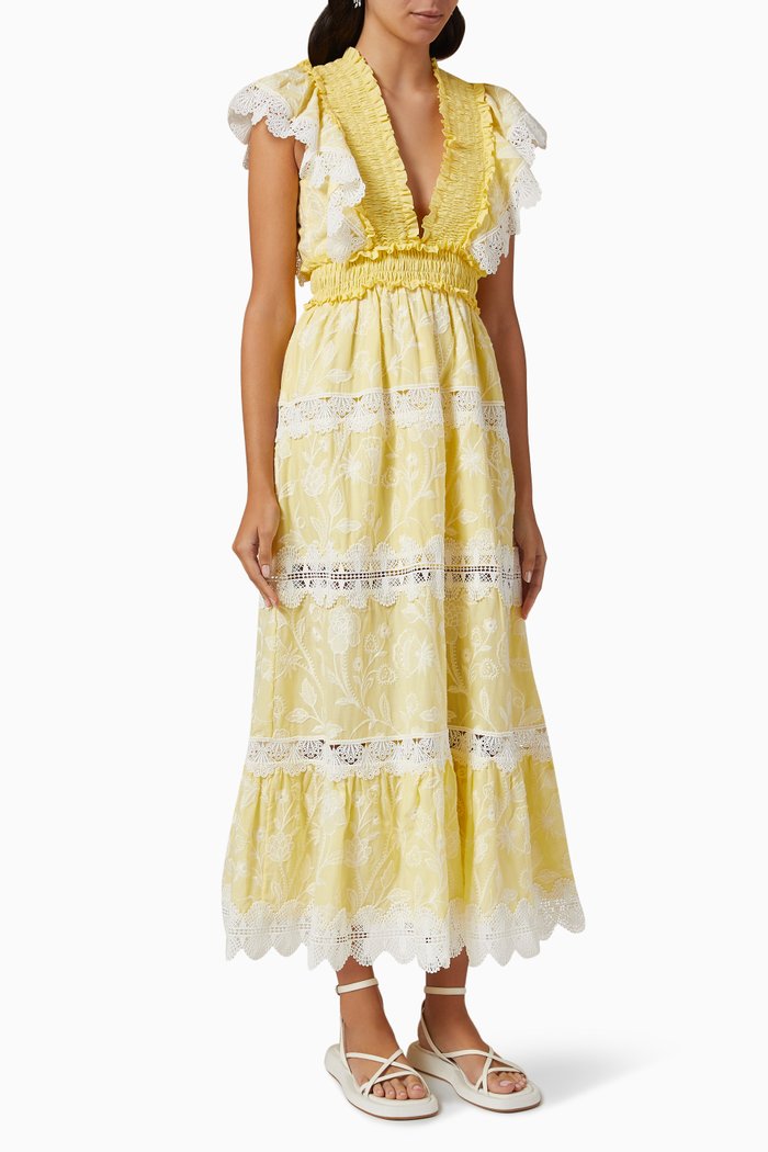 Dulce Maria Maxi Dress in Cotton, Yellow