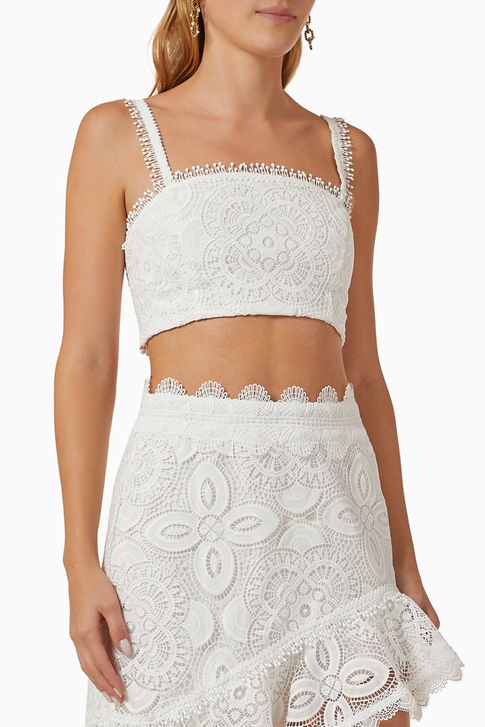 

Horizonte Crop Top in Lace, White