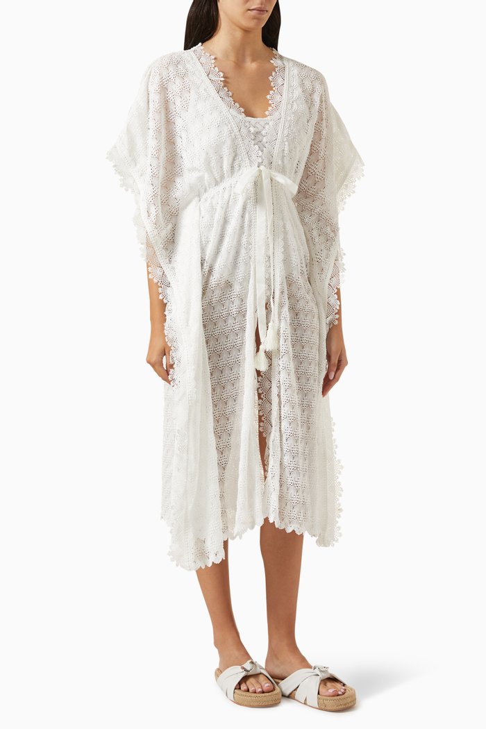 

Arrecife Kimono in Lace, White