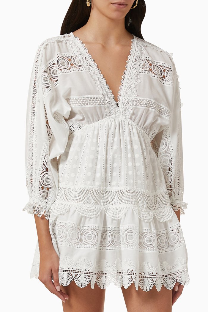 

Lucia Mini Dress in Cotton, White