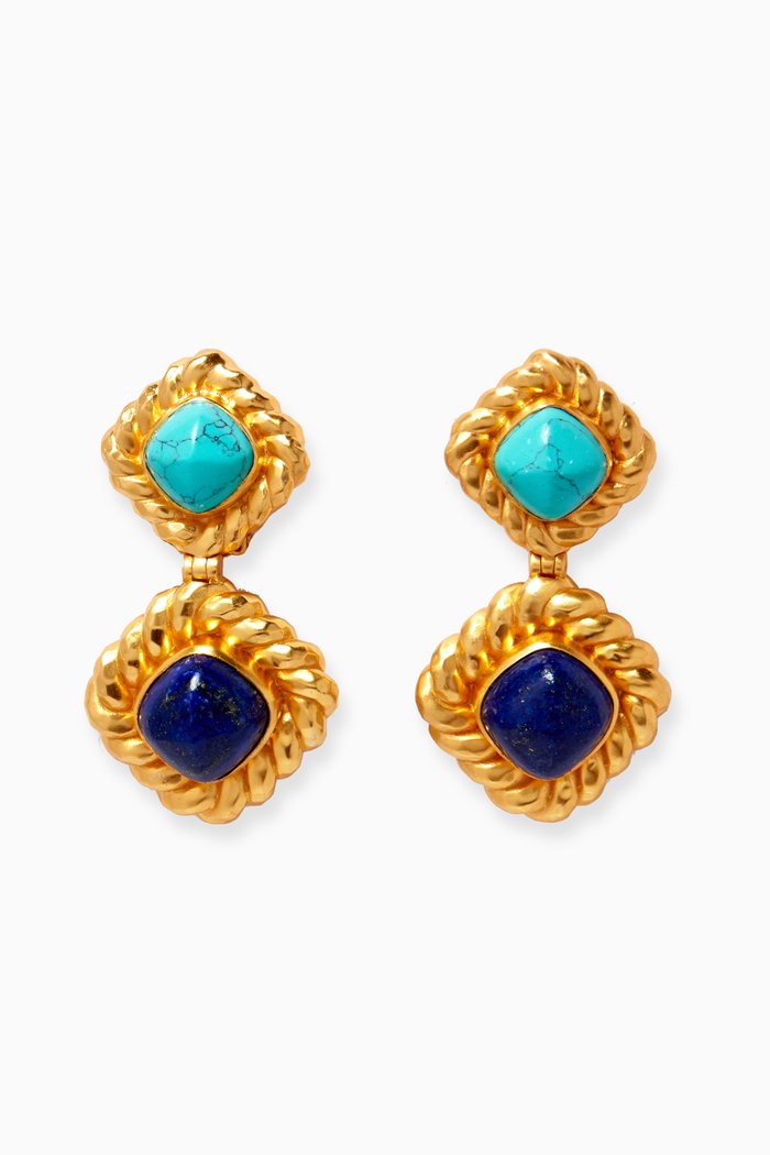

Carlotta Clip Earrings in 24kt Gold-plated Brass, Multicolour