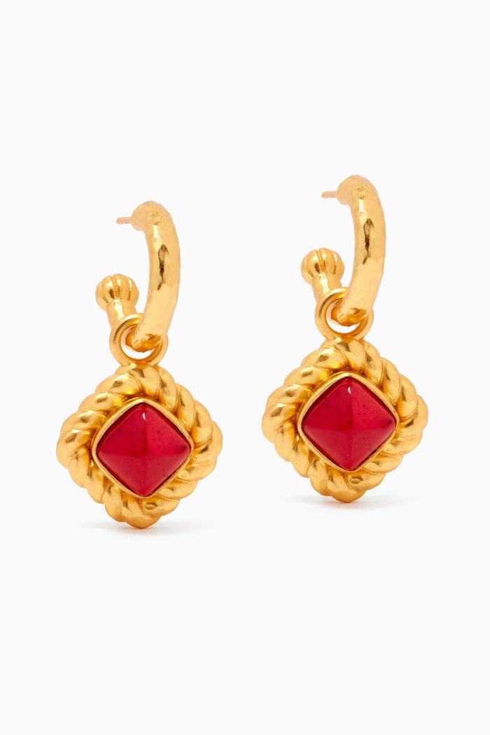 

Pia Hoop Earrings in 24kt Gold-plated Brass, Red