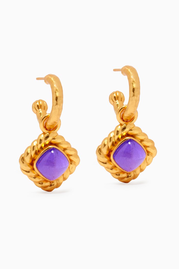 

Pia Hoop Earrings in 24kt Gold-plated Brass, Purple