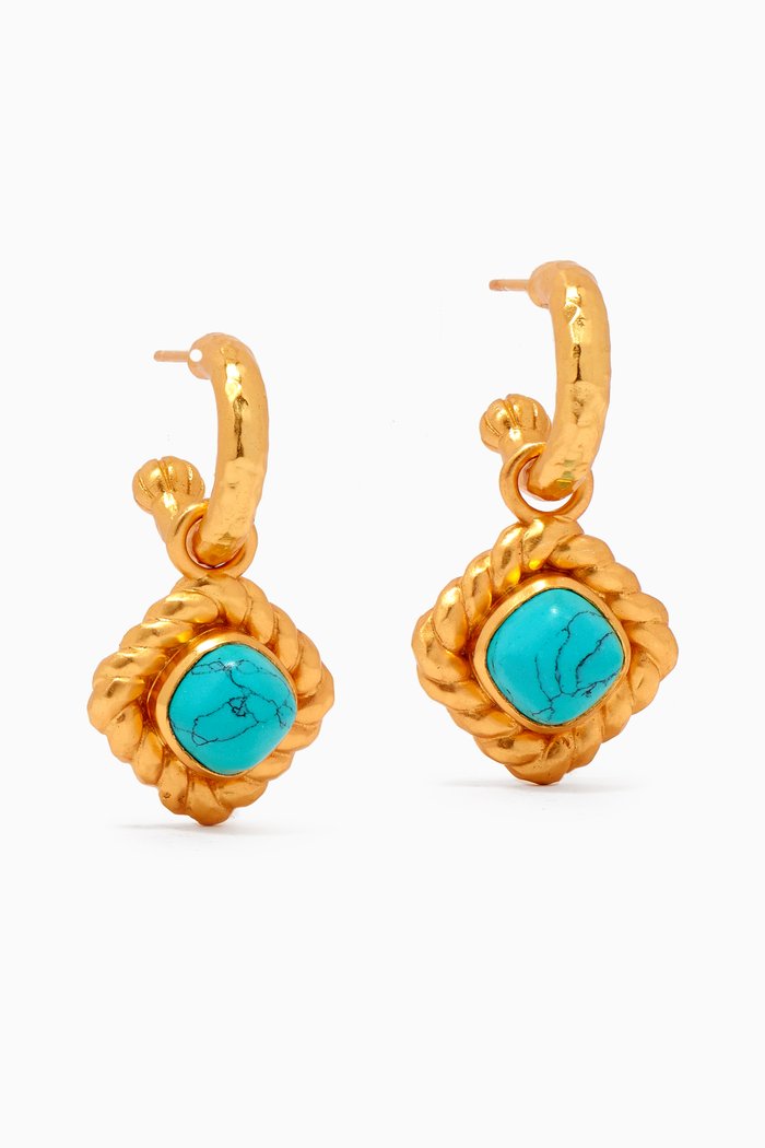 

Pia Hoop Earrings in 24kt Gold-plated Brass, Blue