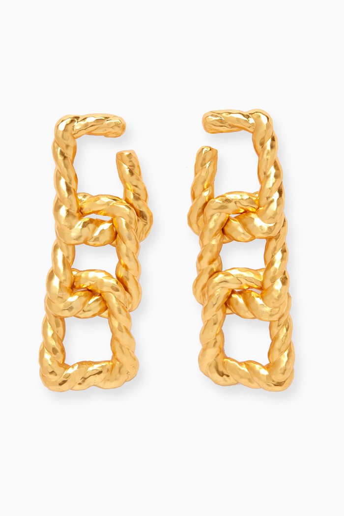 

Angelica Triple Twist Earrings in 24kt Gold-plated Brass
