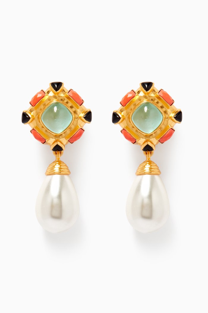 

Emilia Clip Earrings in 24kt Gold-plated Brass, Multicolour