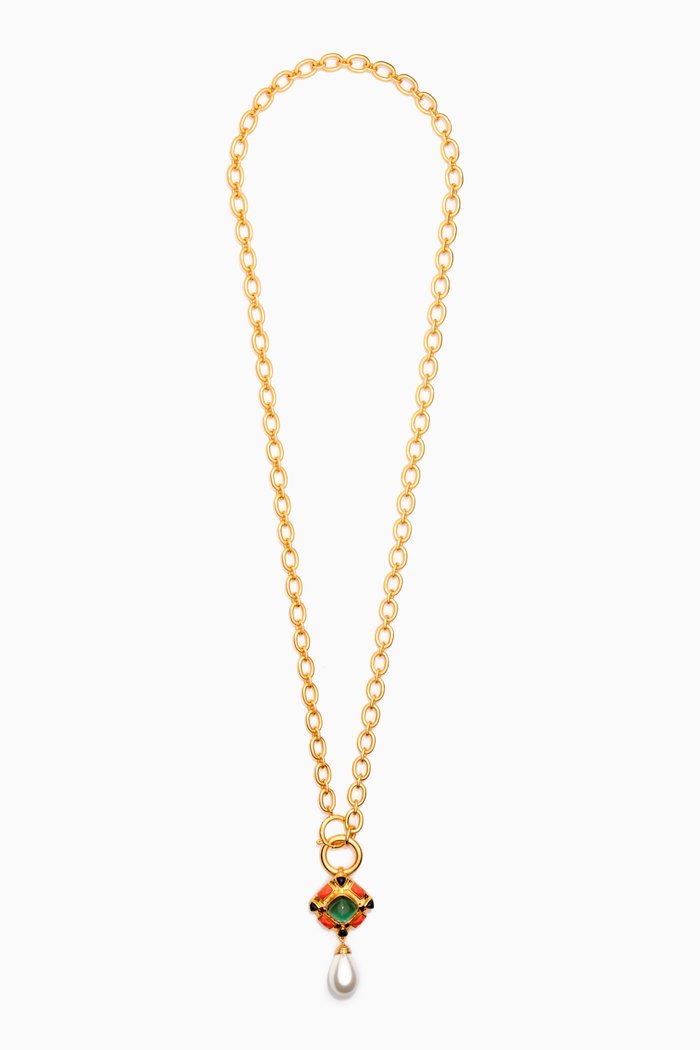 

Emilia Chain Necklace in 24kt Gold-plated Brass, Multicolour