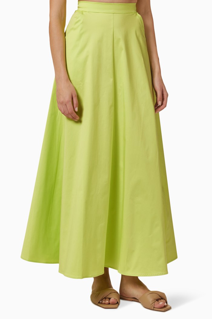 

Andorra Maxi Skirt in Stretch Cotton, Green