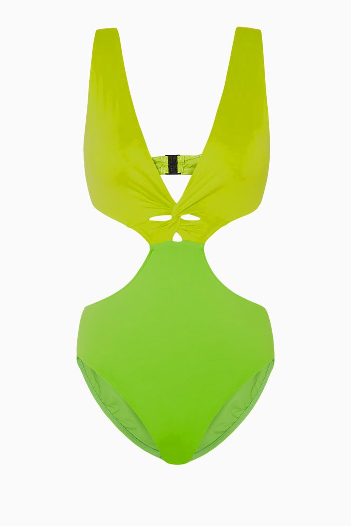 

Cora Two-tone One-piece Swimsuit in Embodee™ Fabric, Green